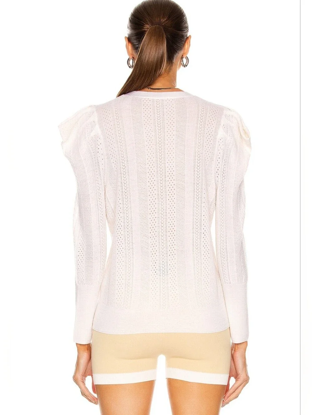 Veronica Beard Kirka Henley Pullover Puff Sleeve‎ Button Sweater SIZE SMALL